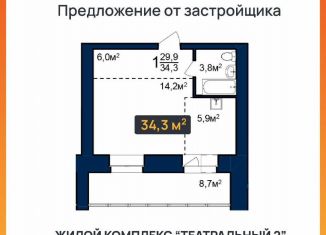 Продаю квартиру студию, 34.3 м2, Йошкар-Ола, Зелёная улица, 1Г