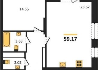 Продам 1-комнатную квартиру, 59.2 м2, Воронеж, Ленинский район