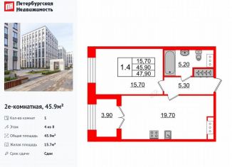 Продаю 1-ком. квартиру, 45.9 м2, Санкт-Петербург, Петроградский район, Петровский проспект, 28к1