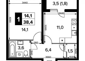 Продается однокомнатная квартира, 38.4 м2, поселок Битца, Южный бульвар, 8