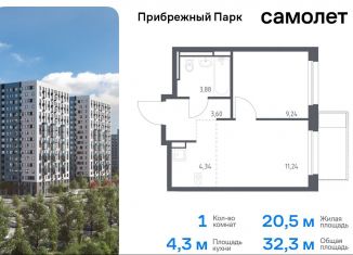 Продам 1-ком. квартиру, 32.3 м2, Московская область, жилой комплекс Прибрежный Парк, 7.2