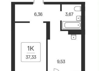 Продам 1-ком. квартиру, 37.3 м2, Новосибирск