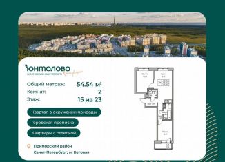 Продам 2-ком. квартиру, 54.5 м2, Санкт-Петербург, Ивинская улица, 1к1, Приморский район