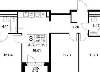 Продам 3-ком. квартиру, 67.1 м2, Владимир, Тракторная улица, 43, Октябрьский район