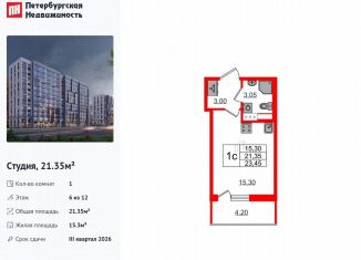 Продам квартиру студию, 21.4 м2, Санкт-Петербург, метро Парнас