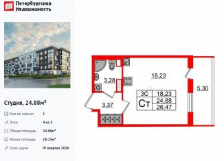 Продается квартира студия, 24.9 м2, Санкт-Петербург, Московский район