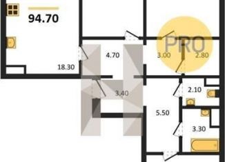 Продаю 3-комнатную квартиру, 94.7 м2, Воронеж, улица Фёдора Тютчева, 107