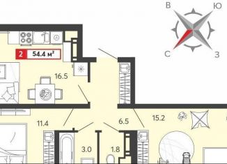 Продается двухкомнатная квартира, 54.4 м2, Пензенская область, Алая улица, с74