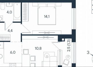 Продаю 2-комнатную квартиру, 40.6 м2, Пермь, Индустриальный район