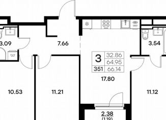 3-ком. квартира на продажу, 66.1 м2, Владимир, Тракторная улица, 43, Октябрьский район