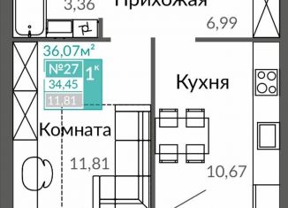 Продается однокомнатная квартира, 34.5 м2, Симферополь, Киевский район