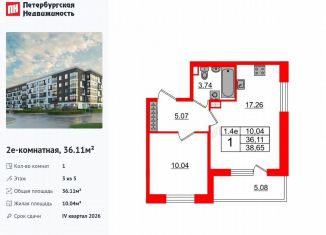 Продаю 1-ком. квартиру, 36.1 м2, Санкт-Петербург, муниципальный округ Пулковский Меридиан