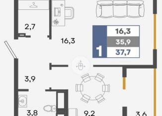 Продается 1-ком. квартира, 37.7 м2, село Мирное, улица Крымской Весны, 9к1