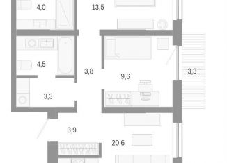 Продам 2-комнатную квартиру, 70.7 м2, Новосибирск, метро Речной вокзал