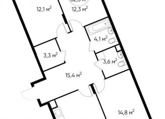 Продам 3-комнатную квартиру, 82.3 м2, деревня Рассказовка, деревня Рассказовка, 1