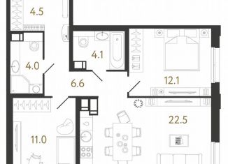 Продается двухкомнатная квартира, 64.8 м2, Санкт-Петербург, метро Проспект Просвещения