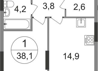 Продаю 1-ком. квартиру, 38.1 м2, деревня Рассказовка, 2-я Боровская улица, 1