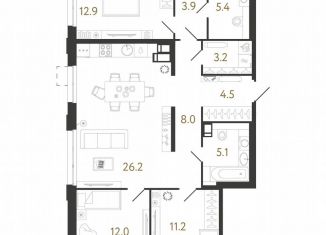 Продажа 3-комнатной квартиры, 92.4 м2, Санкт-Петербург, метро Парнас