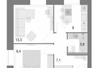 Продажа двухкомнатной квартиры, 41.6 м2, Вологда, набережная 6-й Армии