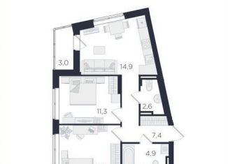 Продается двухкомнатная квартира, 52.9 м2, Екатеринбург, Чкаловский район, улица 8 Марта, 204Д