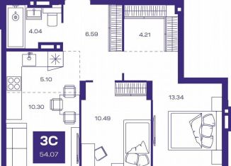 Продам 3-комнатную квартиру, 54.1 м2, Новосибирская область