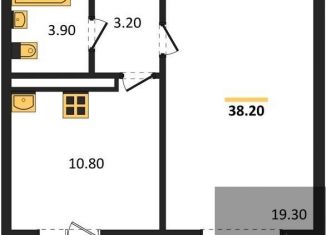 1-ком. квартира на продажу, 38.2 м2, Воронеж, улица Шидловского, 28