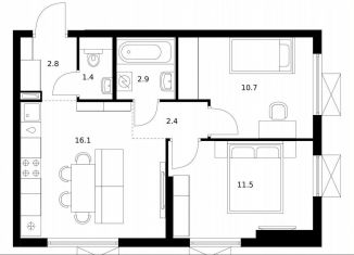 Продажа двухкомнатной квартиры, 47.8 м2, Московская область, жилой комплекс Яуза Парк, к5