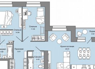 Продается трехкомнатная квартира, 72 м2, Киров, Ленинский район