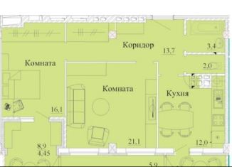 Продаю 2-ком. квартиру, 87.4 м2, Иваново, Фрунзенский район