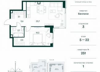 Продаю 1-комнатную квартиру, 52.9 м2, Москва, метро Тушинская