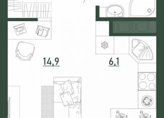 Продаю квартиру студию, 28.8 м2, Воронеж, Железнодорожный район