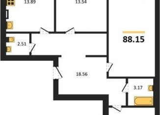 Продаю трехкомнатную квартиру, 88.2 м2, село Александровка