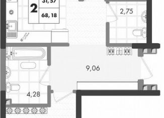 2-ком. квартира на продажу, 68.2 м2, Краснодар, Прикубанский округ