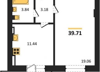 Однокомнатная квартира на продажу, 39.7 м2, село Александровка