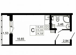 Продается квартира студия, 23 м2, Ленинградская область, Заводская улица, 18к2