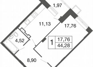 Продам однокомнатную квартиру, 44.3 м2, Апрелевка, жилой комплекс Времена Года, к11