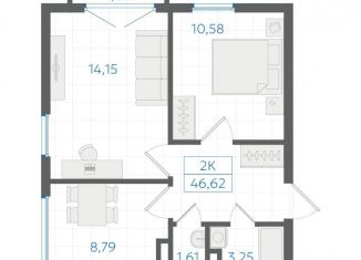 Продаю 2-комнатную квартиру, 45.6 м2, Екатеринбург, Ленинский район