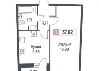 Продажа 1-комнатной квартиры, 37.8 м2, Мурино, ЖК Авиатор