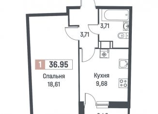 Продается 1-комнатная квартира, 37 м2, Мурино, ЖК Авиатор