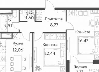 Двухкомнатная квартира на продажу, 55.9 м2, Москва, ЖК Аквилон Бисайд