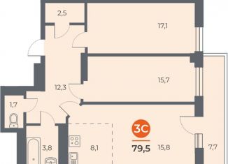 Продаю трехкомнатную квартиру, 79.5 м2, Ростов-на-Дону, ЖК Сокол на Оганова