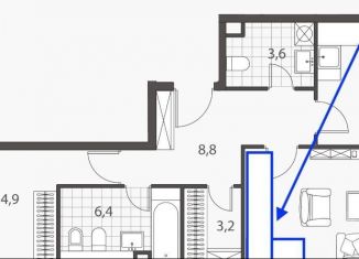 Продаю 2-комнатную квартиру, 70 м2, деревня Румянцево, Киевское шоссе, 22-й километр, 6Вк1