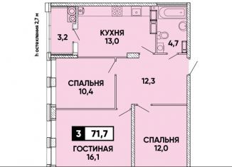 Продам 3-ком. квартиру, 71.7 м2, Ставрополь, микрорайон № 36