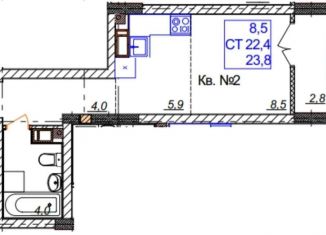 Продаю 1-ком. квартиру, 25.2 м2, деревня Анкудиновка, ЖК КМ Анкудиновский Парк