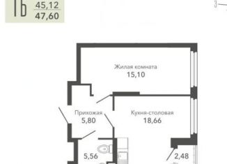 1-ком. квартира на продажу, 47.6 м2, Верхняя Пышма, улица Сапожникова, 3А, ЖК Шишкин
