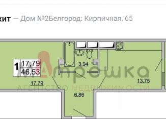 Продаю 1-комнатную квартиру, 47 м2, Белгород, ЖК Малахит, Кирпичная улица, 65