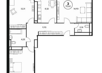 Продажа 3-ком. квартиры, 73.6 м2, Ростов-на-Дону, проспект Чехова, 118В, ЖК Соколова, 68