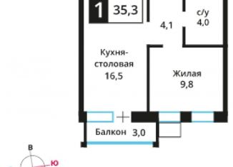 Продается 1-комнатная квартира, 35.3 м2, поселок Отрадное, Пятницкая улица, 12, ЖК Отрада-2