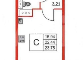 Продаю квартиру студию, 24 м2, Санкт-Петербург, Русановская улица, 24, ЖК Аквилон Скай