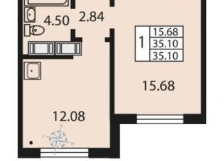 Продам 1-комнатную квартиру, 35.3 м2, Санкт-Петербург, проспект Космонавтов, 104к1, метро Купчино